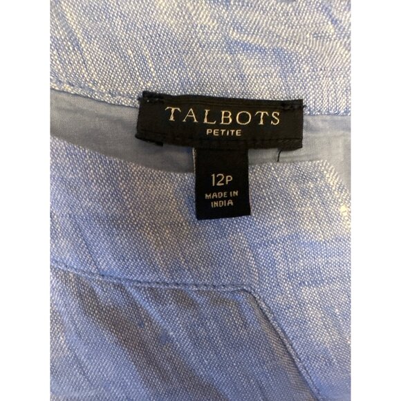 Talbots Blue & White Striped Linen Shift Dress 12P - Picture 2 of 4